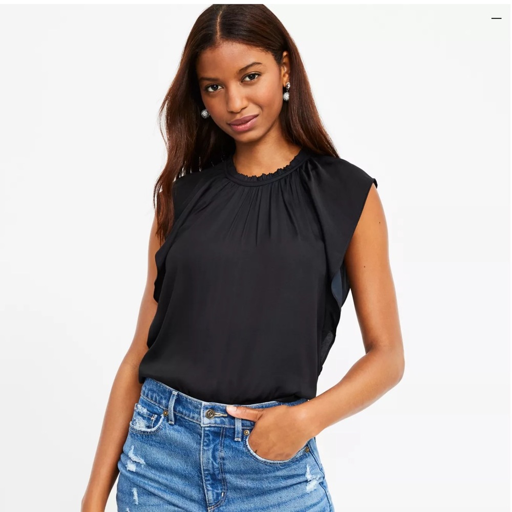 NWT LOFT flutter sleeve shell tank top satin